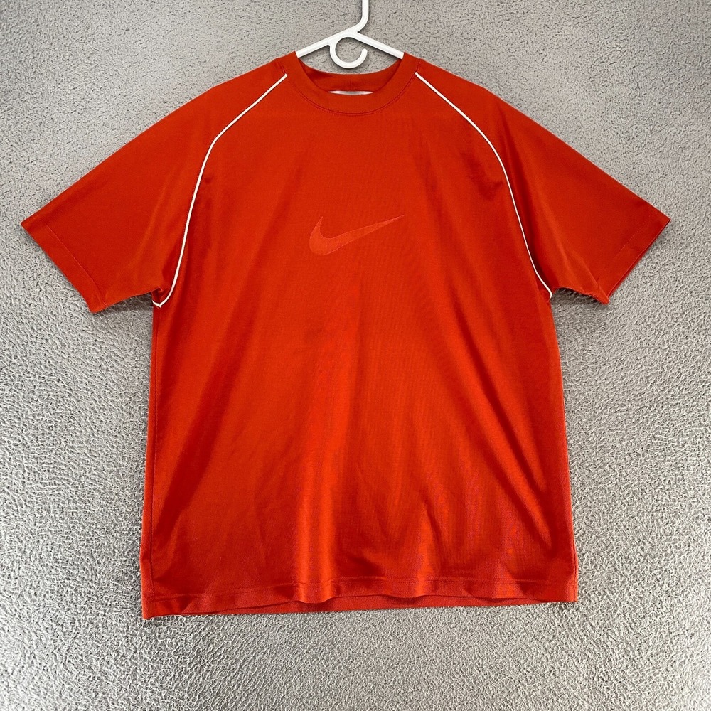 Nike Y2K T-Shirt Mens Large Orange Short Sleeve Vintage Wicking Workout - Picture 1 of 12
